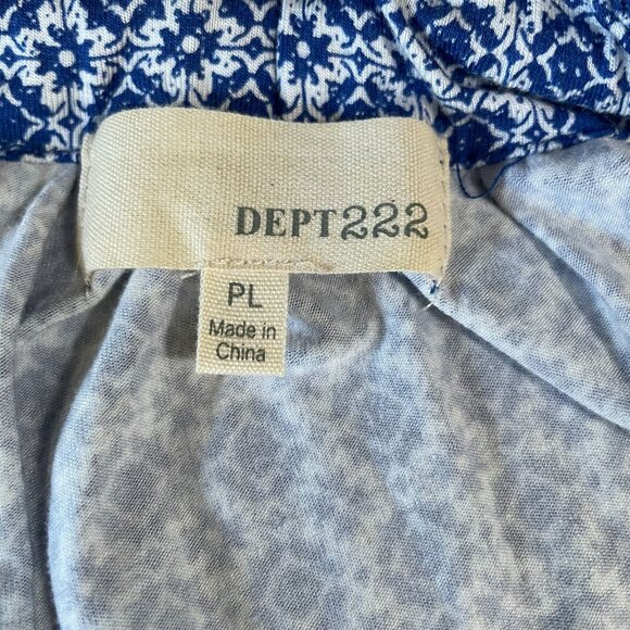 Dept 222 Cabana Nights Boho Tank Top Blue Print NWT PL Summer Vacation Resort - Picture 9 of 10